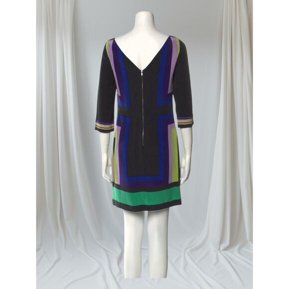 Diane Von Furstenberg DVF Silk Avery Colorblock Shift Dress Black 14 NWT - Picture 6 of 12